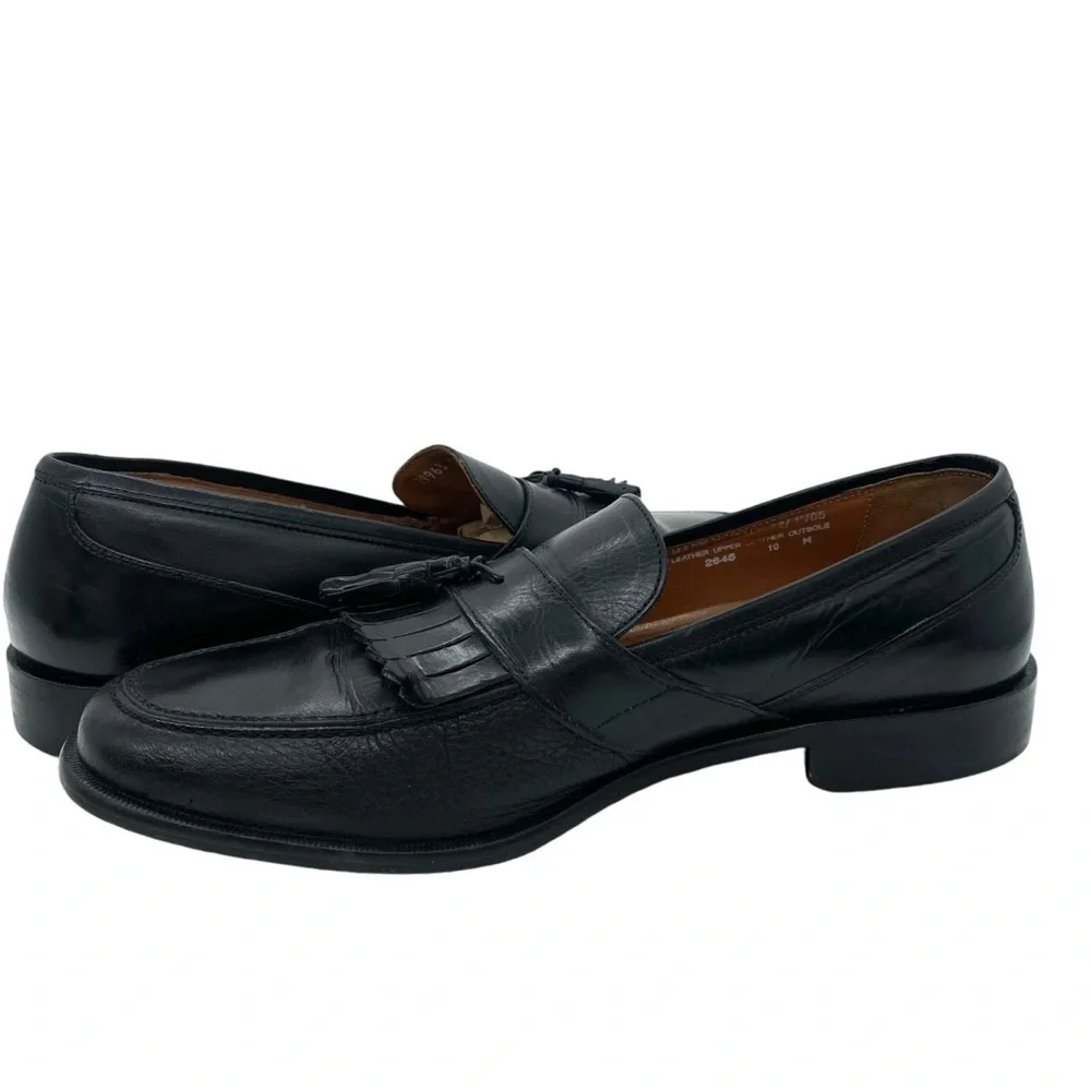 Bostonian Black Leather Classic Tassel Loafers Dress Shoes